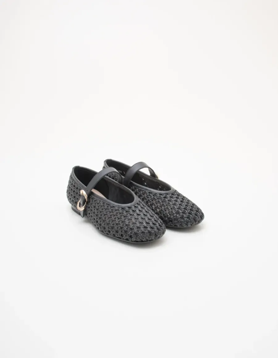 Ballerine donna raffia nero