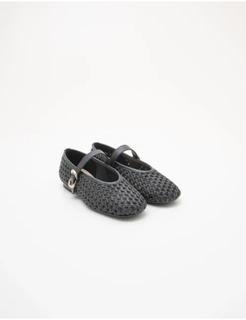 Ballerine donna raffia nero