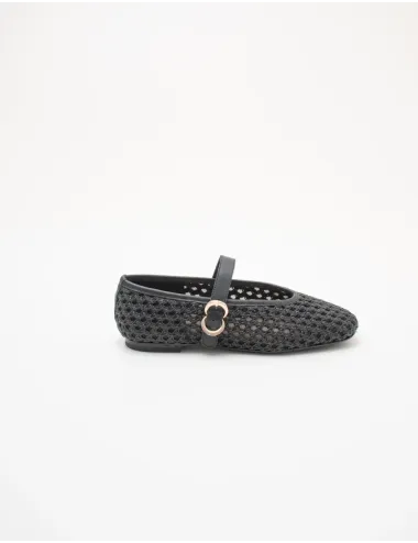Ballerine donna raffia nero