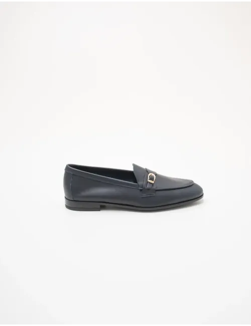 Mocassini donna pelle blu