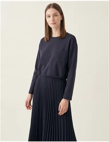 Abito felpa plissé donna Riviera blu navy