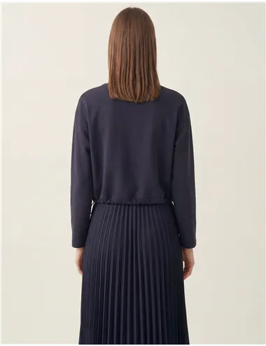 Abito felpa plissé donna Riviera blu navy