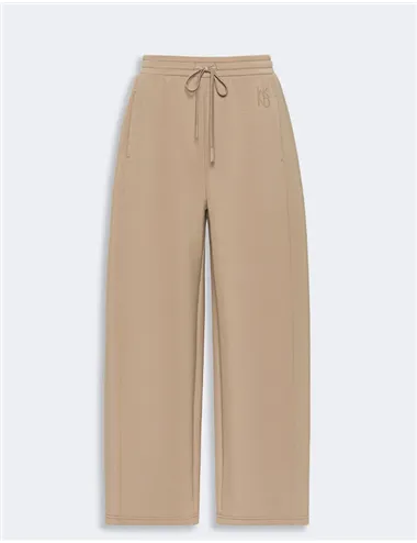 Pantaloni barrel leg in scuba donna Getto cuoio