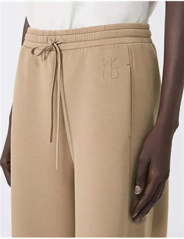 Pantaloni barrel leg in scuba donna Getto cuoio