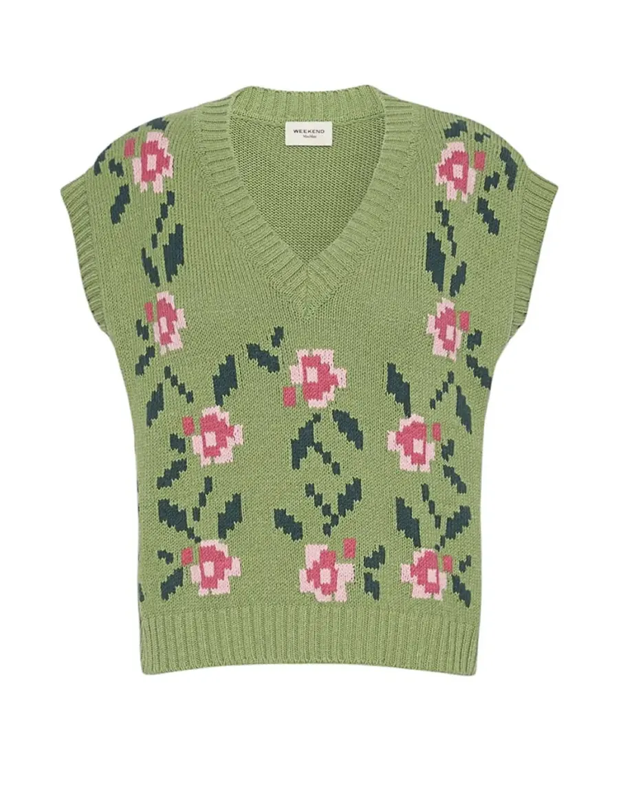 Gilet intarsiato donna Alamaro verde