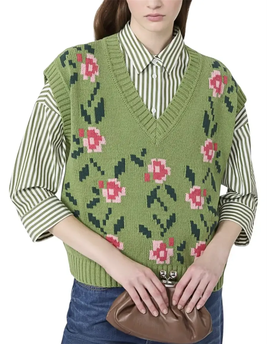 Gilet intarsiato donna Alamaro verde
